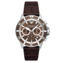 Emporio Armani Diver Chronograph Brown Dial Brown Leather Strap Watch For Men - AR11486